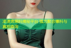 凌潇肃黑料揭秘平台 强力聚合爆料与真相查询
